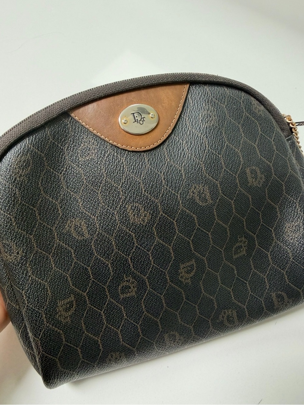 Christian Dior Honeycomb Canvas Chain Shoulder Bag